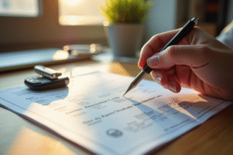 Main tenant une carte grise française et clés de voiture