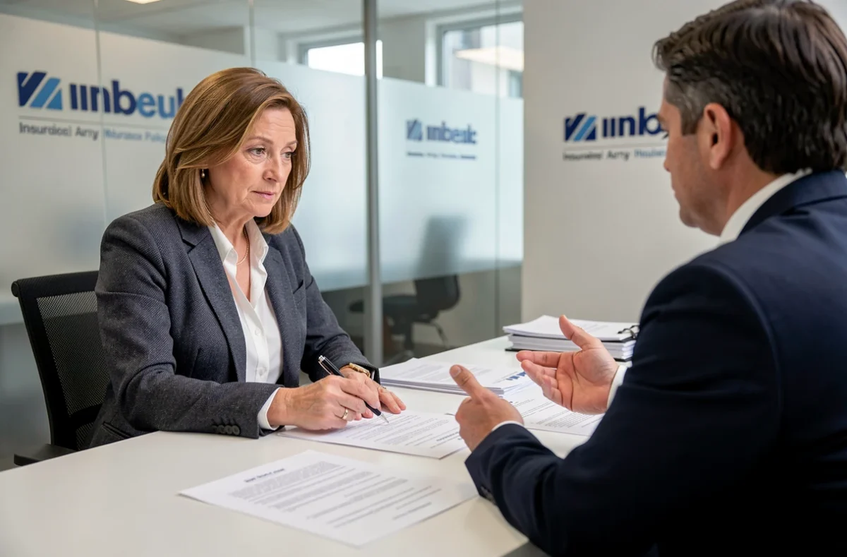 Femme discutant de sa résiliation d'assurance auto avec un conseiller en agence