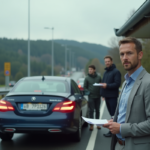 Homme contrôlant documents à la frontière franco-luxembourgeoise