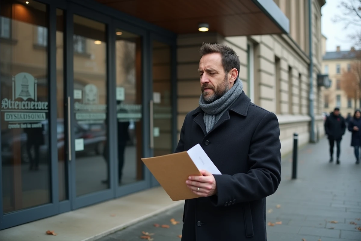 Homme devant une préfecture tenant des documents administratifs pour récupérer ses points de permis après alcool au volant