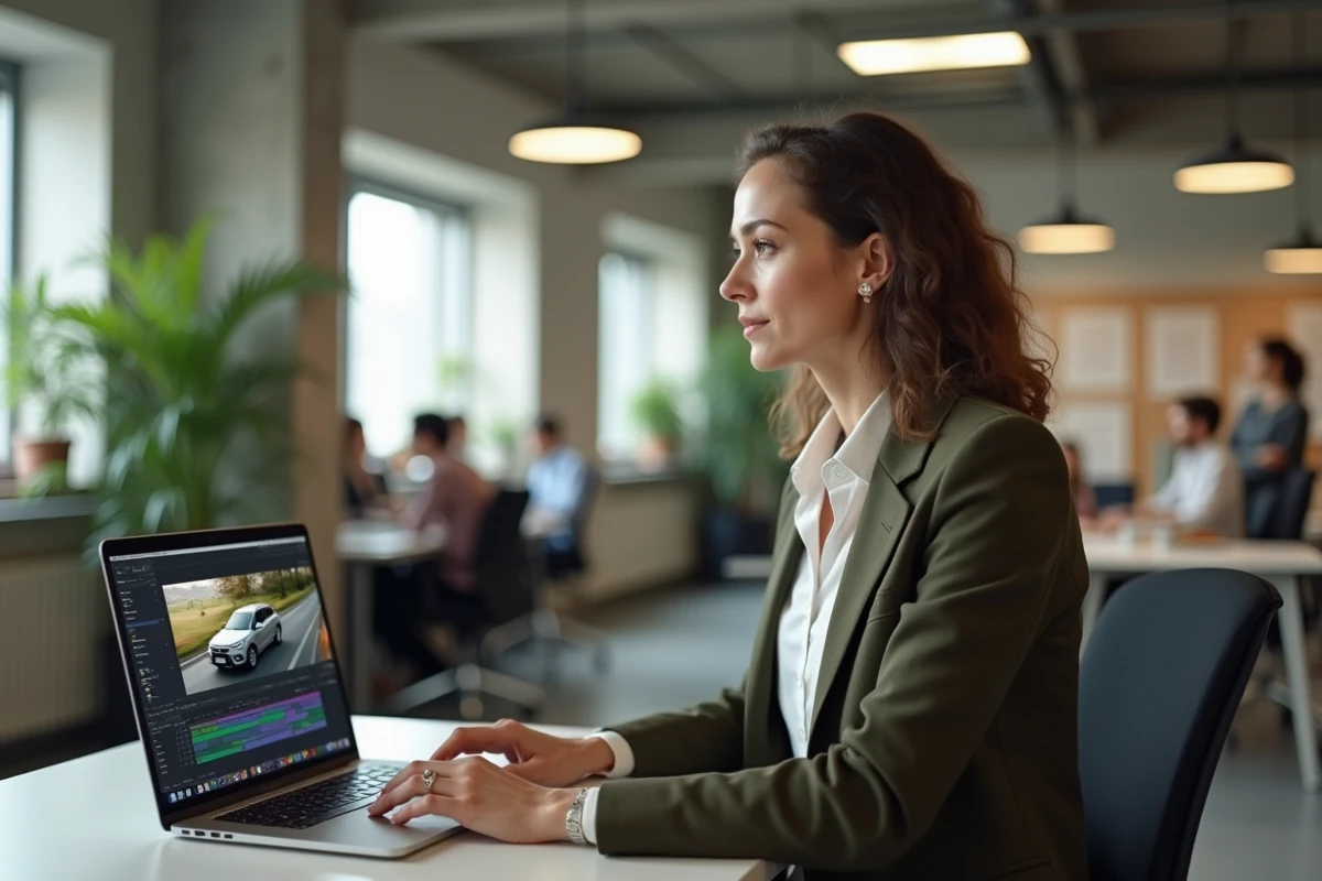 Directrice artistique d'agence de publicité analysant le story-board de la campagne sonore pour la Peugeot 5008