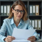Femme d age moyen dans un bureau administratif français