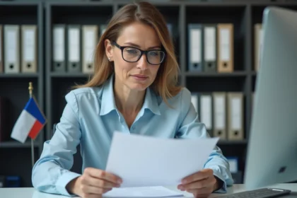 Femme d age moyen dans un bureau administratif français
