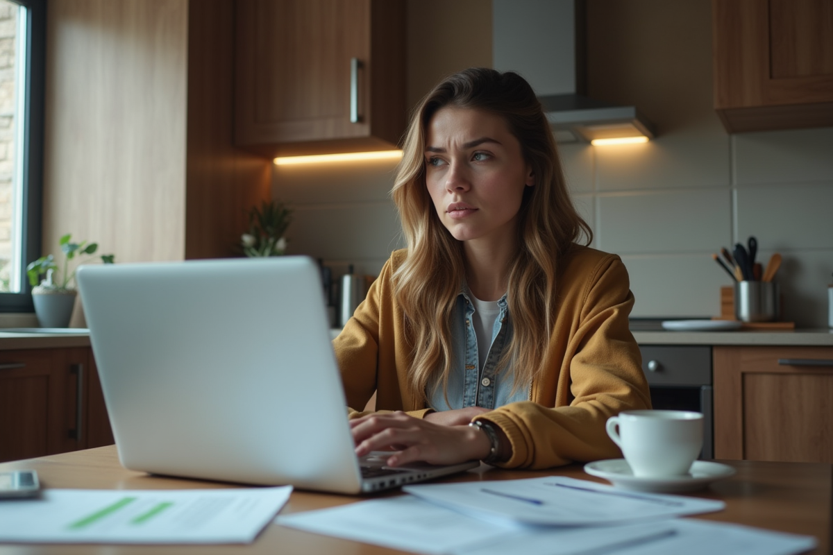 Femme préoccupée avec documents d