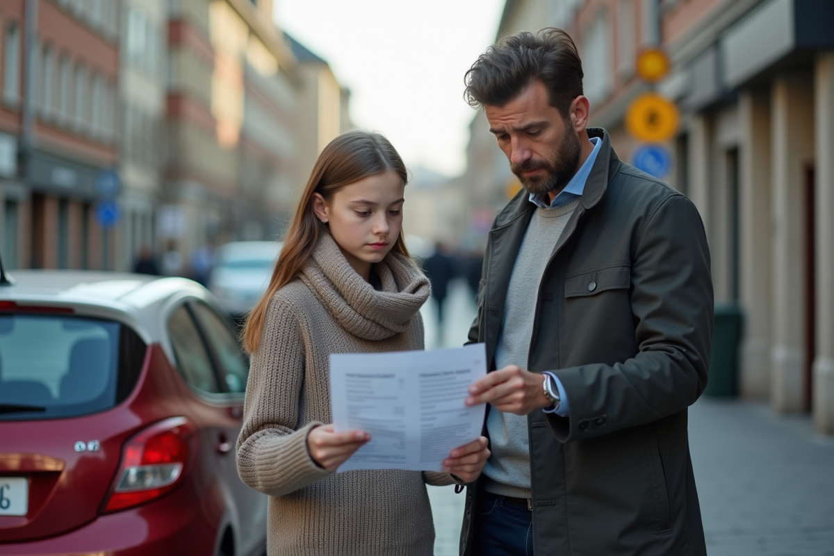Fille réfléchissant à un document d