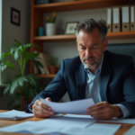 Homme d'affaires en costume dans un bureau réfléchi