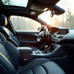 Intérieur moderne d'une Peugeot 408 vue de face avec sièges et tableau de bord