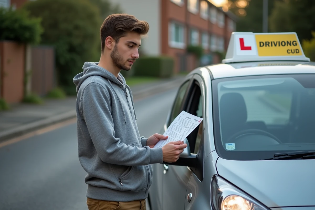 Jeune homme vérifiant un PDF à côté d