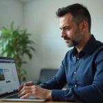 Un professionnel analyse les options d'annonces payantes sur Leboncoin depuis son bureau à domicile