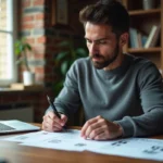 Homme étudiant les documents pour récupérer ses points de permis après une conduite en état d'ivresse