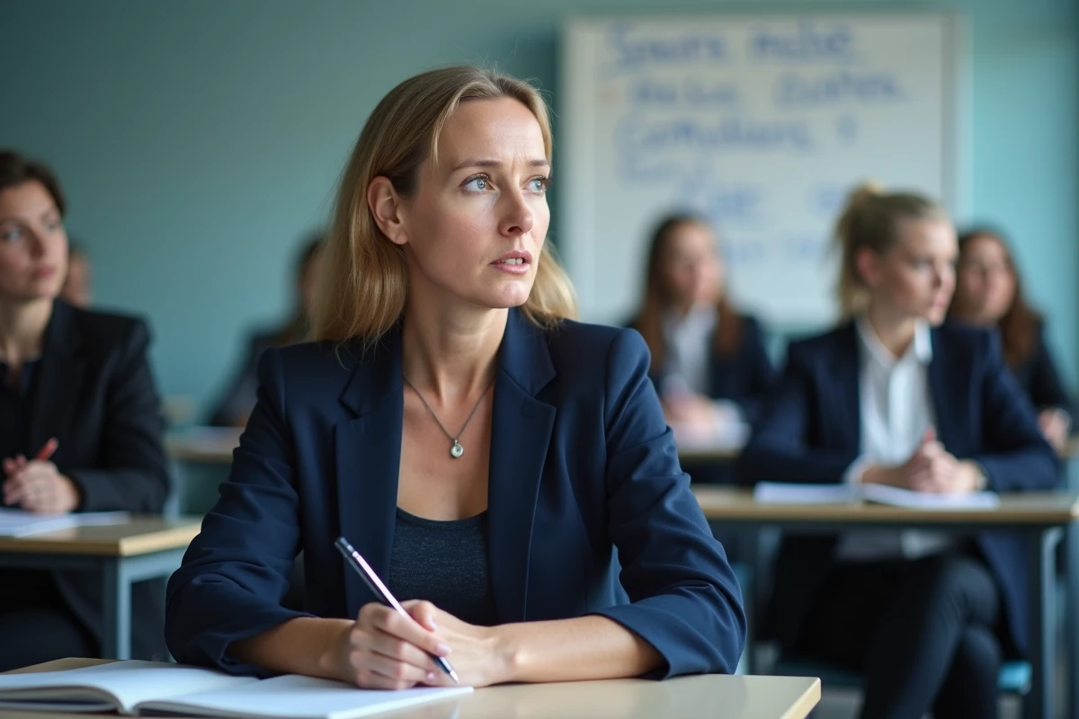Femme participant à un stage de récupération de points de permis suite à une infraction d'alcoolémie au volant